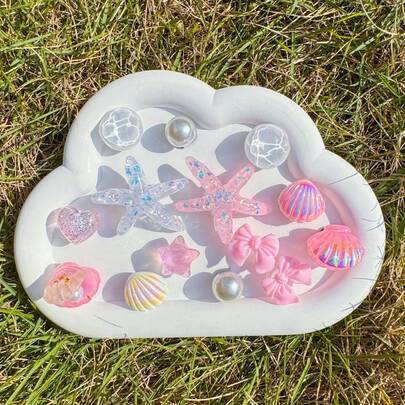 14pcs Starfish, Shell, Bow Shoe Decorations, Removable Accessories For Garden Shoes, Sandals, Holiday Gifts