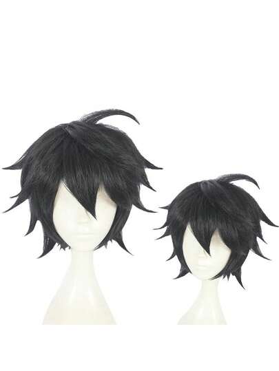 8inch Anime Bai Yue You Yi Lang Cosplay Wig, Versatile For Stage Performance, Holiday Party, Daily Wear, Full Wig With Lace Cap, Synthetic Fiber