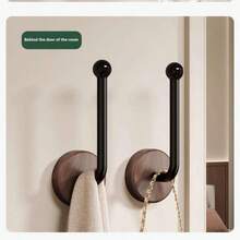 Creative Solid Round Wallmount Clotheshook, Beechwood & Walnut Fiber Hook, Hole-Free Hanger, Suitable For Living Room - Multicolor - View 1