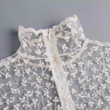 1件蕾丝网纱荷叶边领，优雅立领可拆卸假领，多功能蕾丝假领配饰 - 彩色 - 查看 4