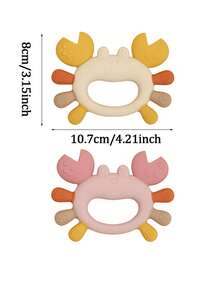 1pc Silicone Baby Teether Crab Shaped Multi-Texture Infant Chewing Toy, Baby Accessories Gift For Boys & Girls - Multicolor - View 2