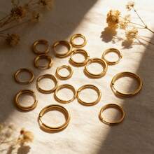 6pcs 304 Stainless Steel 18K Gold-Plated Multi-Size Round Ear Cuff Earrings DIY Charm Jewelry Earring Making Accessories Women's Stainless Steel Jewellery Earring Components - Earrings - View 5
