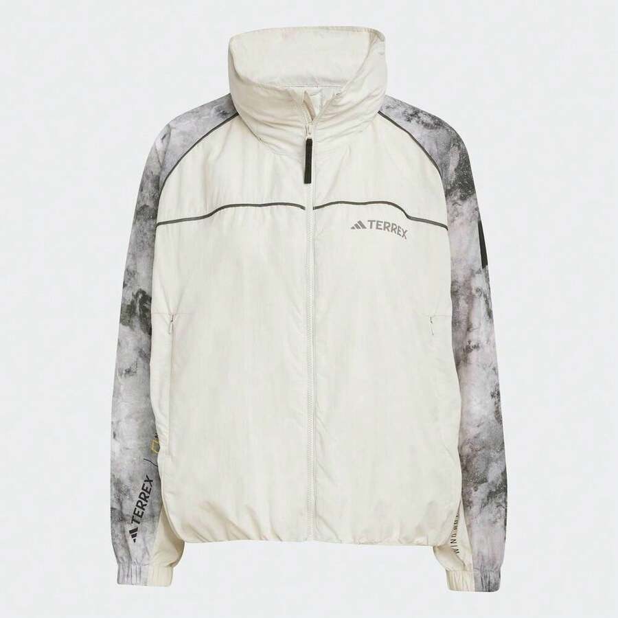 Adidas Áo khoác nữ NG W W.R AOP dệt có mũ trùm đầu JD5836 - Màu be - Xem 1