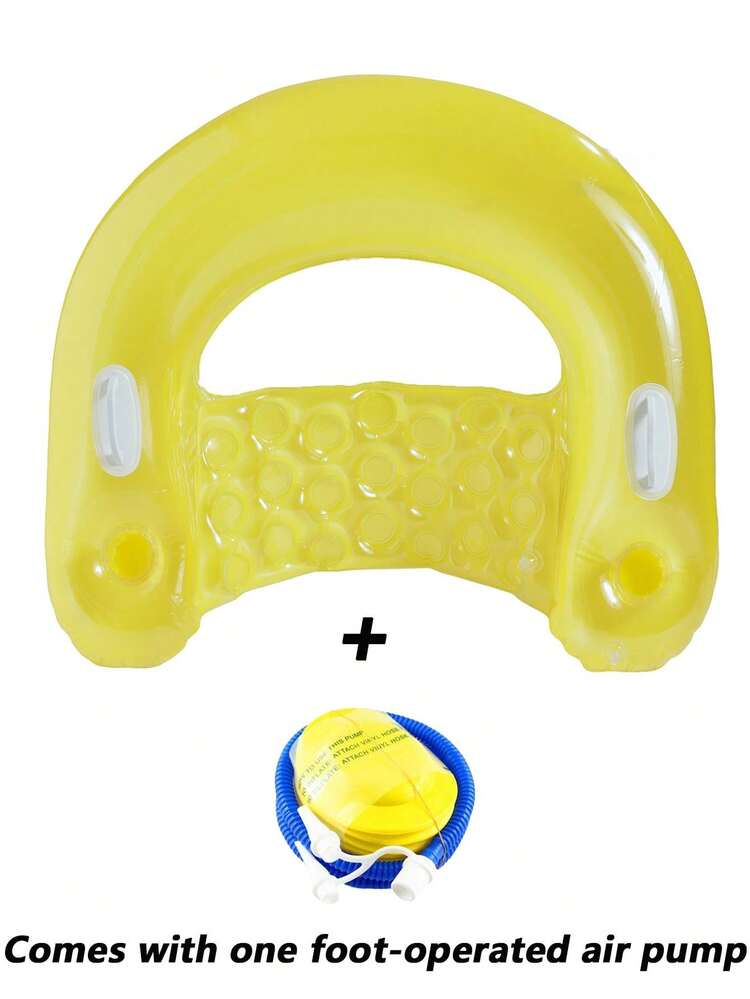 1 pieza Sillón inflable con forma de U con respaldo, diseño minimalista de unicolor con asas, 2 portavasos, silla flotante para piscina, fiesta de verano, borde de la piscina - Sofá en forma de U de color sólido sobre el agua - Añade 22