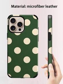 An Elegant Phone Case That Does Not Include A Lanyard Or Stand. This Leather Phone Case Features A Minimalist And Pretty Polka Dot Design. It's A 1-Piece Case With A Black And White Polka Dot Print. The Soft Leather Case Has A Modern, Minimalist French Boho Style And Is Compatible With The  Galaxy S24 Ultra, S17 Pro, S16 Pro, S12 Pro, S13, S14 Plus, S15 Pro, S16 Pro, And S11/S13 Pro Spring. - 墨綠色 - 查看 8