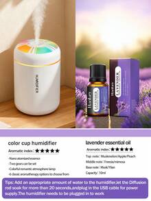 Colorful Gradient Humidifier With LED Light, USB Plug, 6 Essential Oil Options, Quiet Humidification. Suitable For Air-Conditioned Rooms, Bedrooms, Hotels, Offices, Dorms, Bathrooms, Pet Rooms, Yoga Studios. - Mist - View 21
