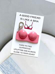 1/6件装趣味胸罩钥匙扣，内含“好朋友就像胸罩”口袋拥抱卡，树脂材质，独特鼓励卡，全年以有趣积极的方式传递快乐——生日、毕业、返校，以及送给闺蜜的独特鼓励卡——独一无二的礼物 - 彩色 - 查看 12