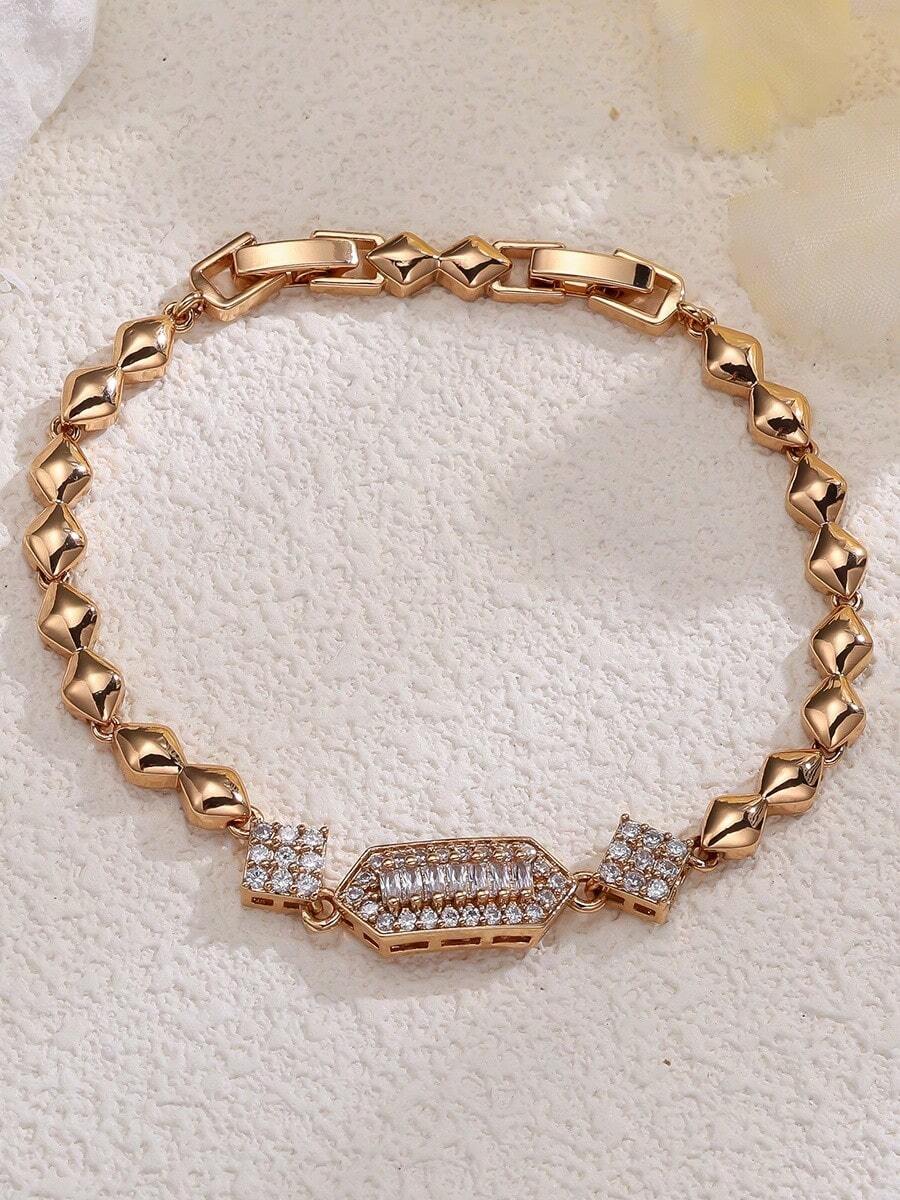 1pc Minimalist Geometric Zirconia Inlaid Bracelet, Luxury Niche Design Versatile Daily Accessory - Bracelet - View 1