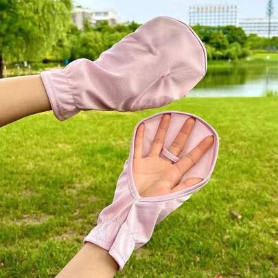 4pcs Women's Sunscreen Gloves, Suitable For Driving, Cycling, Thin Short Style, Fingerless, Sun Protection