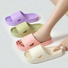Women's Indoor Soft-Soled Bear Slippers, Bathroom Outdoor Men's Summer Beach Flip-Flops, Couple's Shoes - Màu tím - Xem 1