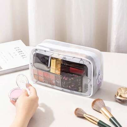 2个装防水透明化妆包，夏季度假旅行必备 - 轻便多功能拉链收纳包，适合收纳女士洗漱用品和配件，可用作旅行收纳包、化妆包、沙滩包、节日收纳包，大容量化妆品收纳盒，可装口红、化妆刷、护肤品、手机、零钱、小物件，适合居家、送礼、度假旅行、洗漱包