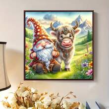 5D Full Round Diamond Painting Set, Featuring Dwarfs And Cows, Frameless Design, Mosaic Wall Art Craft, Creative Relaxation Handmade Gift, Complete Tools Included, Slow Living Healing , Suitable For Beginners - round diamond - View 3