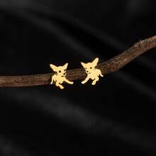 1 Pair Of Stainless Steel Puppy Cartoon Earrings, Cute, And Fashionable Stud Jewelry, Wedding Party Gift For Men/Women - GED742 - View 1