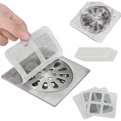 50个一次性淋浴地漏毛发收集器，浴室排水管细网厨房排水过滤器，适用于浴室、浴缸、厨房水槽和洗脸盆的排水过滤器，防止人和宠物毛发堵塞排水管。
