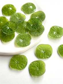 5/10/15pcs Vintage 17MM Acetic Acid Lotus Leaf Flower Torus Spacer Beads For Hair Jewelry Crafting And Resin Additions - Green - View 2