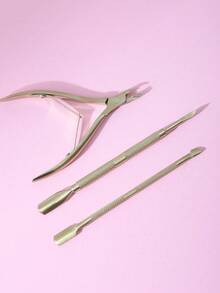 Nail Art Accessory - Cuticle Nipper & Pusher - Gold - View 2