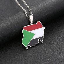 1pc Map & Republic Flag Pendant Necklace, Silver/Gold Jewelry - Multicolor - View 3