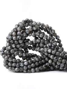 1 hebra de cuentas de piedras preciosas de labradorita negra natural con destellos para hacer joyas, cuentas sueltas de 4 6 8 10mm - Negro - Ver 2