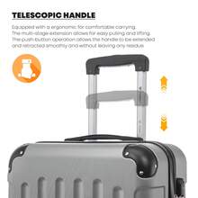YONSLY 4-Piece Wheeled Suitcase Set With 360° Wheels, Combination Lock, Robust Double Zipper, Mesh Pocket, Soft Rubber Handle, 16/20/24/28 Inch Trolley Suitcase, Hard Shell Carry-On Luggage Set (4-Piece Set, S, M, L & XL) - 淺灰色 - 查看 5