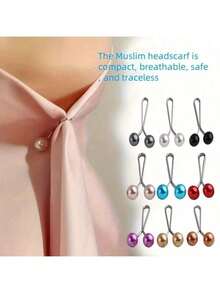 1/12 chiếc kẹp tóc ngọc trai, kẹp tóc hình chữ U, ghim cài khăn trùm đầu và khăn choàng thanh lịch dành cho phụ nữ Hồi giáo - Nhiều màu - Xem 2