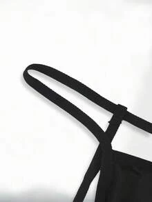 Tanga sexy de hombre con estampado de moño negro cómodo y estampado erótico calado - Negro - Ver 4