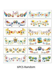 6/12pcs 2026 World Cup Football Cheek Temporary Tattoos, Football Goal Celebration Tattoo Stickers, Variety Of Designs - Multicolor - View 6