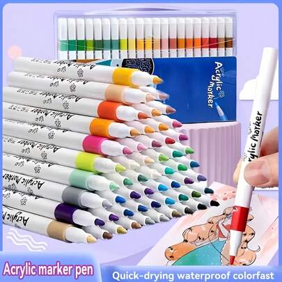 12 Colors Overlapping Painting Graffiti Pens, Suitable For Painting, Coloring And Design On Stone, Metal And Wood, Versatile Markers