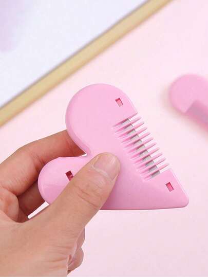 1pc Pink Heart-Shaped Hair Trimmers For Women - Portable, Scent-Free Intimate Grooming Tool With Easy-Press Release Button For Eyebrow Shaping