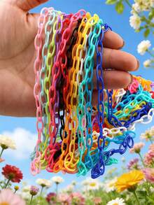 1/6/12/24pcs Multi-Color Fashionable Acrylic Chain Accessories, Suitable For DIY Necklace, Bracelet, Eyeglasses, Mask Chain, Bag Pendant - Multicolor - View 5