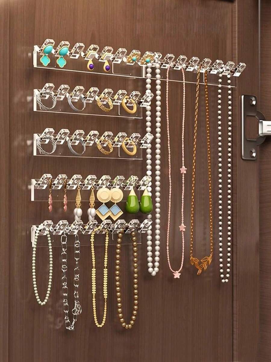 3件套首饰展示架，透明耳环收纳架，壁挂式首饰整理架，多功能首饰收纳挂架，适用于项链、手链、戒指、耳环等首饰展示