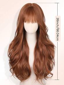 Tóc giả dài màu nâu đỏ có mái, tóc giả tổng hợp gợn sóng nhiều lớp màu gừng dành cho nữ, thích hợp dự tiệc và sử dụng hàng ngày, dài 26 inch. - Nhiều màu - Xem 5