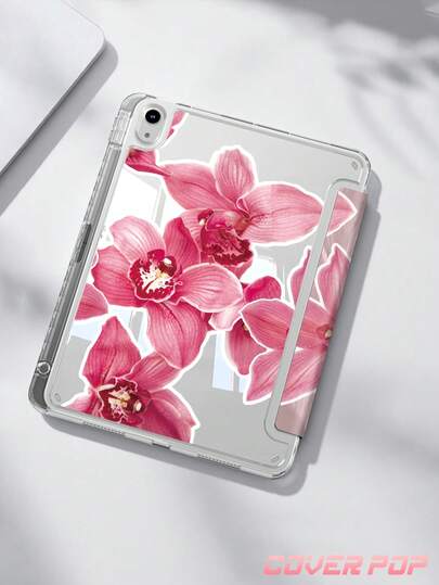 Ốp lưng máy tính bảng họa tiết lông vũ và hoa dâm bụt, tương thích với iPad Air 11 inch M3 2025 / M2 2024, Air thế hệ thứ 5 2022, (A16) 11 inch thế hệ thứ 11 2025, tương thích với Samsung Galaxy Tab, Kindle Paperwhite thế hệ thứ 12 2024, mặt lưng trong suốt, ốp bảo vệ họa tiết thời trang, chức năng tự động tắt/mở màn hình, bảo vệ bằng túi khí, thích hợp làm quà tặng và sử dụng trong văn phòng.