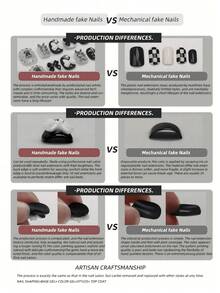 10片手工制作裸色和金色3D钻石纹理可重复使用假指甲，适合婚礼和日常佩戴 - 香檳色 - 查看 12