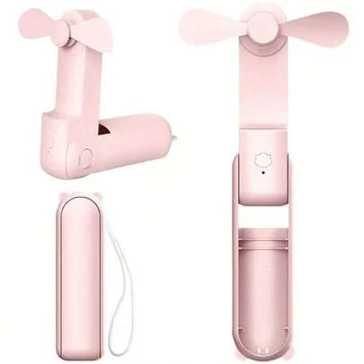 Ventilador mini portátil, recargable por USB, 3 niveles de velocidad del viento, plegable de mano, ventilador personal para pestañas, adecuado para niñas y mujeres, viajes, al aire libre, uso en verano, capacidad de batería: 500mAh