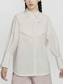 Nike Sportswear 長袖超寬鬆胸部V字形設計長袖襯衫 女款 帆白 - 帆船 - 查看 3