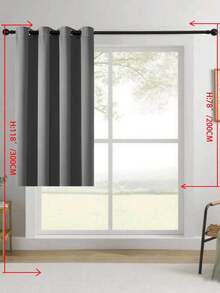 1pc/2pcs Solid Color Polyester Curtains, Energy Blackout Light Blocking Thermal Insulated Curtains For Kitchen, Dining Room, Living Room, Bedroom, Study Room In Black, Deep Grey - Dark Grey - View 48