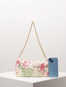 Sequin Floral Embroidered Women's Shoulder Bag, Metal Chain Strap, Suitable For Evening, Party, Wedding - Multicolor - View 3