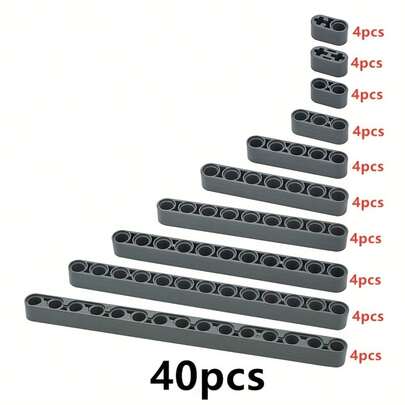 MIGUBA 40pcs Mechanical Linkage Building Blocks 1x2 1x5 1x7 1x9 1x13 1x15 Axle Hole Assorted Thick Arm Lift Arm Beam Construction Toy Parts 32316 60483