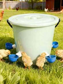 5件套自动家禽饮水器套装（不含水桶） - 大型蓝色鸡用饮水器，适用于鸡、鸭、鹅、火鸡和兔子 - 餵水器 - 查看 4