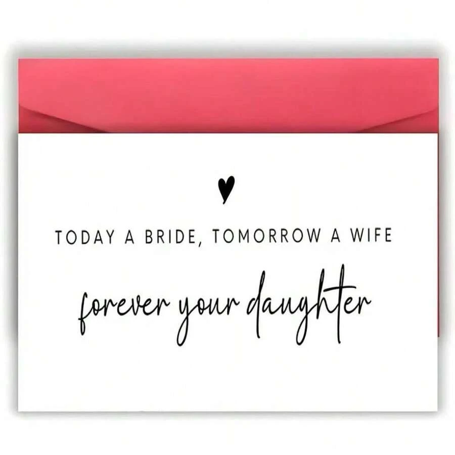 1pc Funny Wedding Card For Parents - Card, Mother Of The Bride Card, Forever Your Daughter, Ideal Gift For Parents, Dad, Mom, Place Cards - مقاس واحد يناسب الجميع - مشاهدة 1