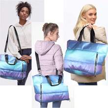 Bolsa Deportiva Mujer, Bolso Tote Acolchada Impermeable, Puffer Bag con Bolsillo para Esterilla de Yoga, Bolsa Gym Mujer para Gimnasio, Yoga, Viajes (Rosa),43460974 - Negro - Ver 2