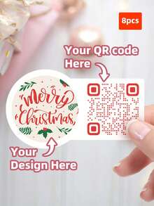 1-60pcs Customized Labels - Any Design Image & QR Code Personalized Stickers, PVC Stickers, Colorful Custom, Personalized, Unique Ideal Gift, Social Media Scan QR Code Design Image Logo Text, Suitable For Workers, Pets, Home, Office, Applicable For Halloween Decor, Autumn Decor, Christmas ,For Family - Multicolor - View 13