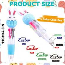 24PCS Easter Fun Pens 0.7mm Cute Bunny Egg Multicolor Ballpoint Pens Retractable 4 Colors In 1 For Easter Party Favors Basket Stuffers School Supplies Students Rewards,42873347 - Dark Grey - View 2