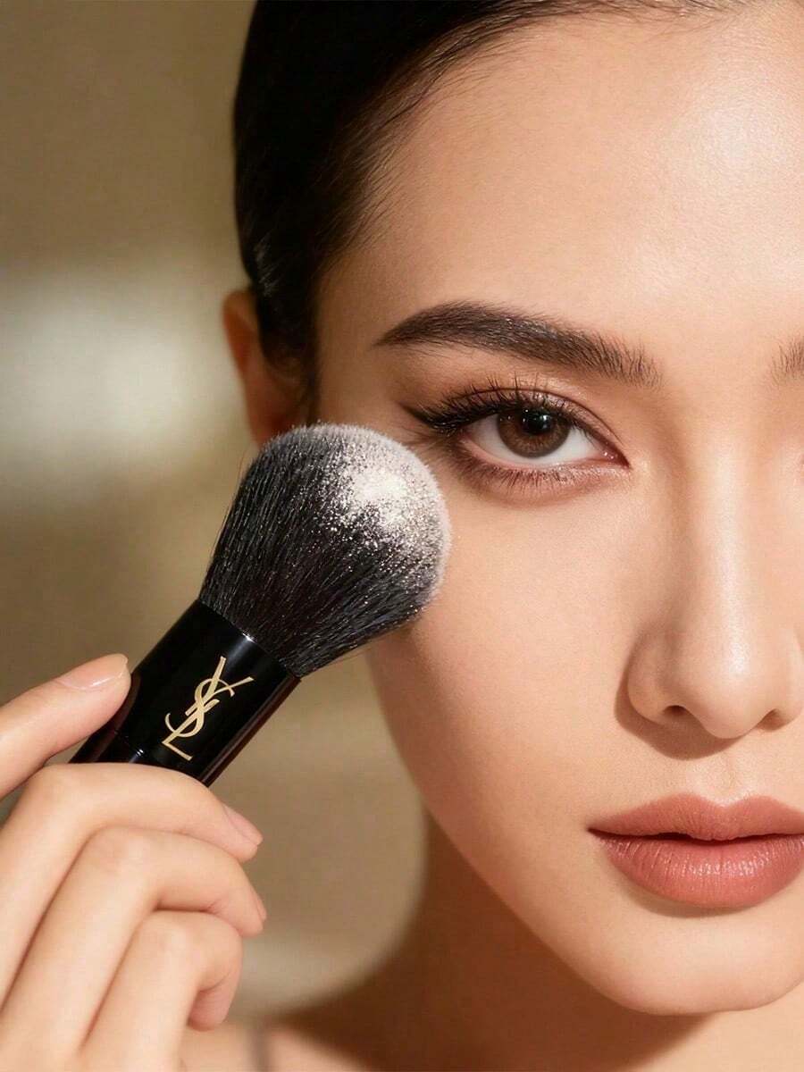 Pincel de rubor en polvo 3D curvo de Yves Saint Laurent, maquillaje de lujo avanzado - Negro - Ver 1
