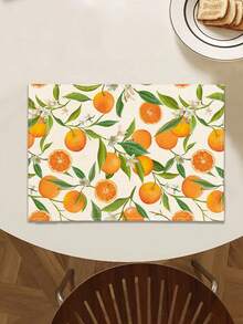 1pc Fresh Orange Fruit Pattern Linen Table Runner, Suitable For Holidays, Parties, Birthdays, Dinners, Kitchen & Dining Room Decor, Dresser/Cabinet Cover, All Season Home Textile Decoration - Multicolor - View 12