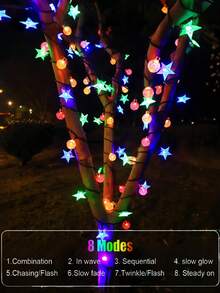 Solar Courtyard Light 20/50/100LED, 8 Lighting Modes, Waterproof Fairy Light, Outdoor Solar Star Crystal Ball Light, Suitable For Garden, Courtyard, Party, Balcony, Wedding, Party, Porch, Fence, Pavilion, Holiday, Christmas Decoration - String Lights - View 5