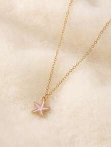 1pc Fashionable Sweet Summer Ocean Beach Shell Pendant Stainless Steel Necklace, Girls Clavicle Chain, Children Summer Beach Holiday Travel Accessory, Versatile Daily Wear - one-size - View 6