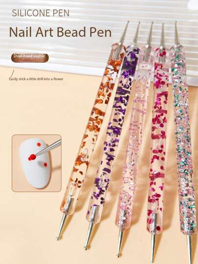 5pcs Double-Ended Nail Art Dotting Pen & Flower Nail Dotting Tool Set