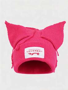 Solid Color Cute & Fashionable Versatile Ear Beanie Hat, Unisex Knitted Brimless Cap For Spring & Autumn - Multicolor - View 22