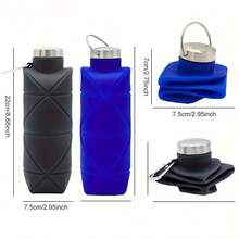 Portable Silicone Bottle, Foldable Leak Proof Sports Drinkware With Handle, Washable Reusable Mug, Lightweight Cup Outdoor Camping Hiking, Insulated Sports Bottle - Pink - View 8